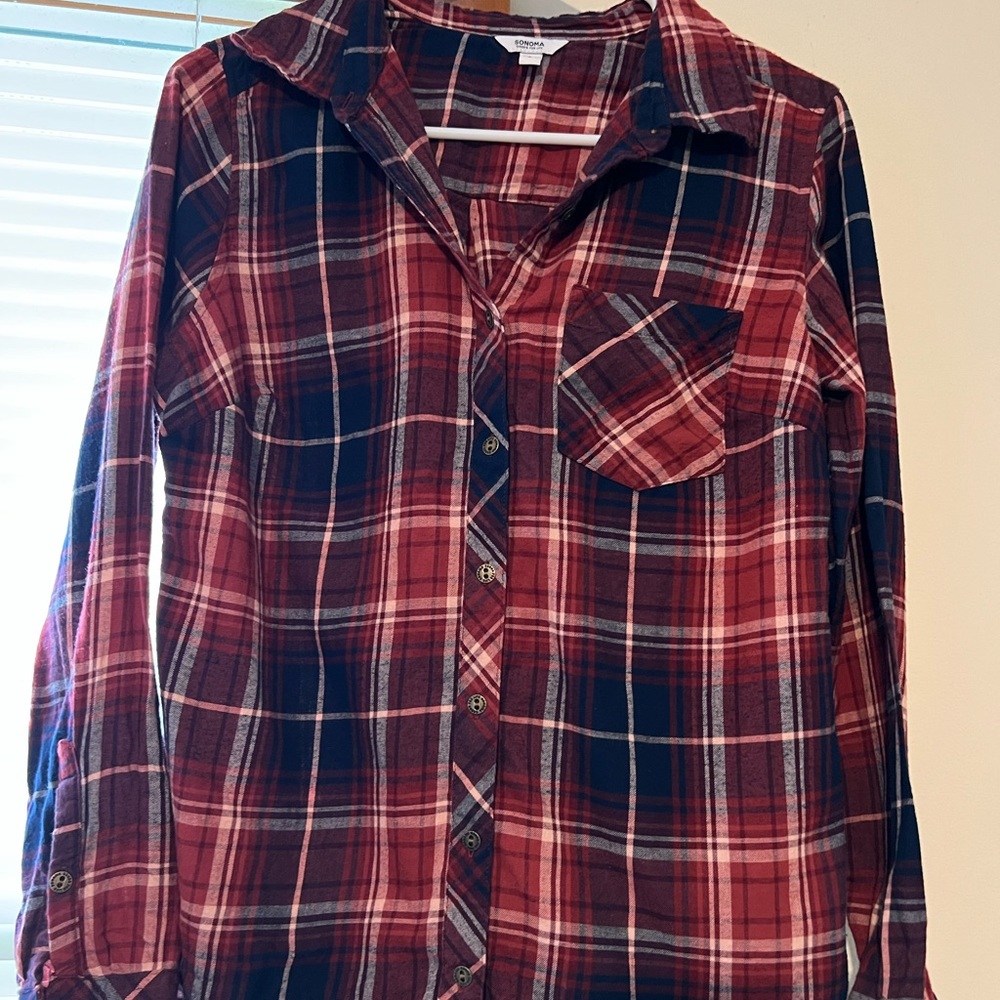 MAROON/BLUE FLANNEL SONOMA